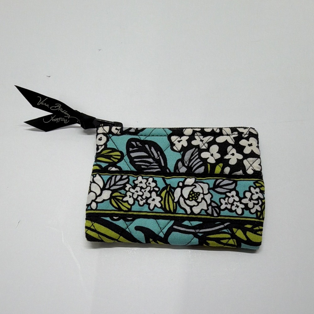 Vera Bradley Zip Coin Wallet Pouch Island Blooms Quilted Floral Cotton